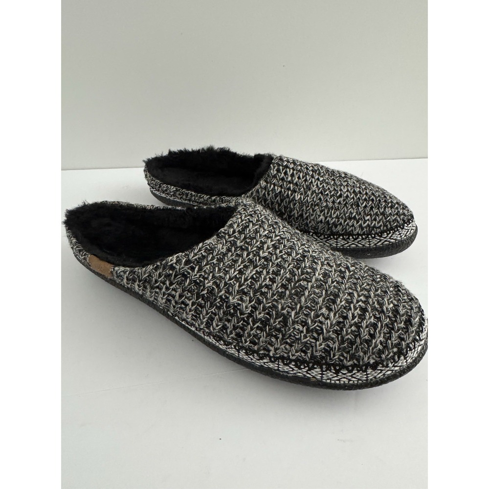 Toms Womens 9 Ivy‎ Sweater Knit Slip On Mule Slippers Black Gray Casual Shoes